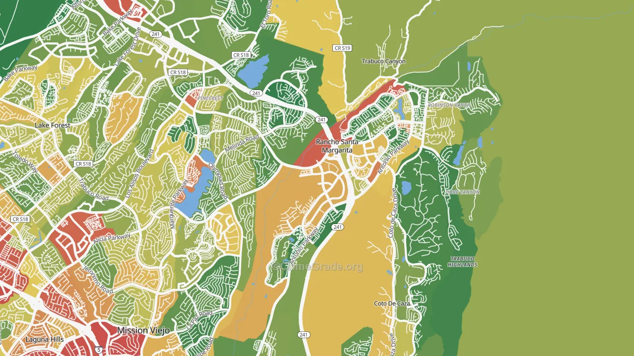 Rancho Santa Margarita, CA Map of Robbery Rates