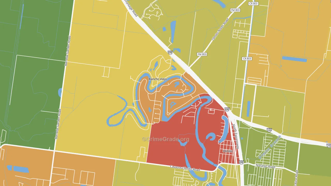 Rancho Viejo, TX Map of Robbery Rates
