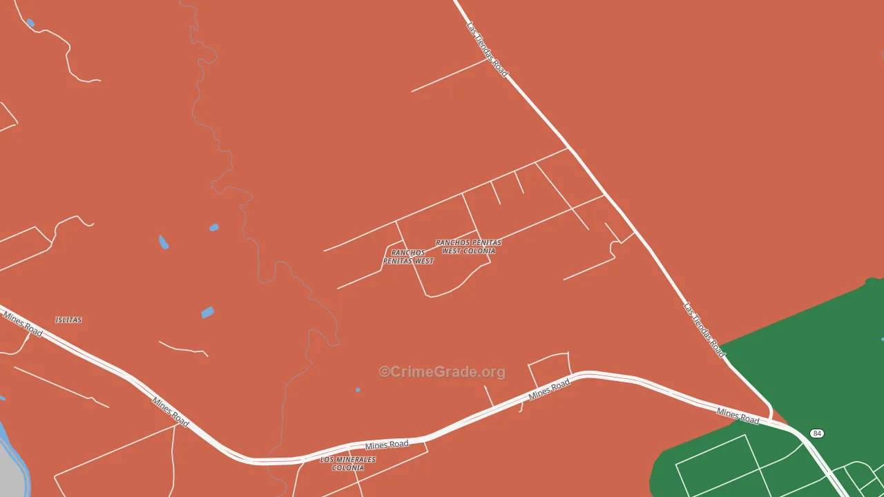 Ranchos Penitas West, TX Map of Robbery Rates