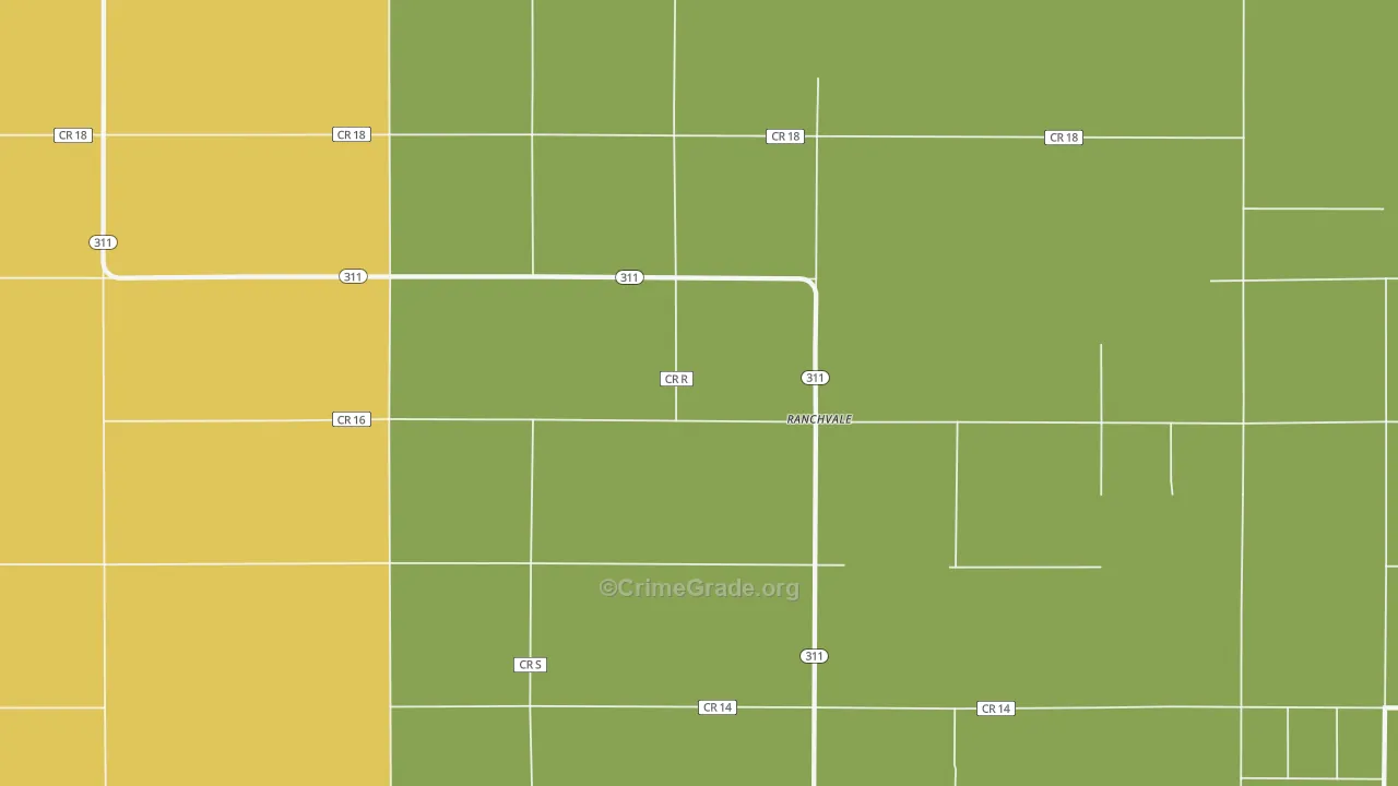 Ranchvale, NM Map of Robbery Rates