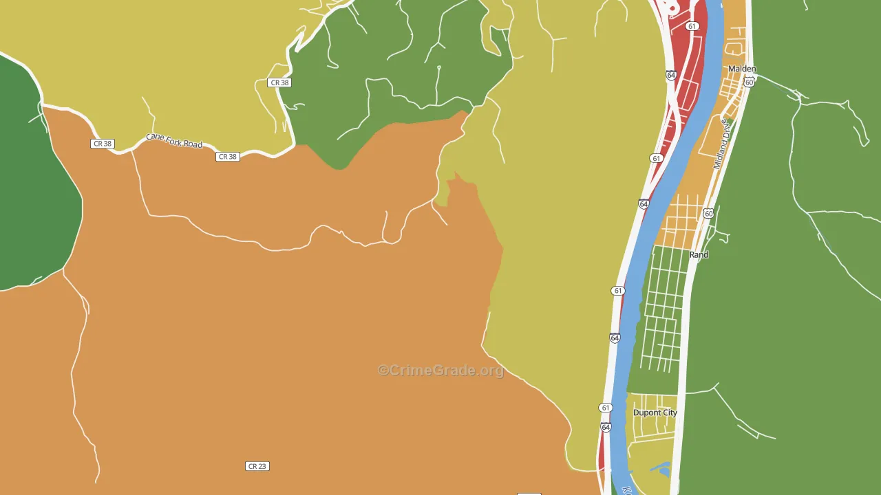 Rand, WV Map of Robbery Rates