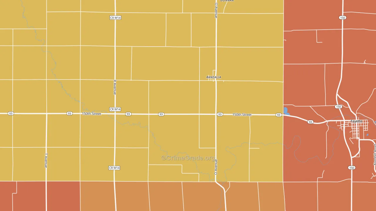 Randalia, IA Map of Robbery Rates