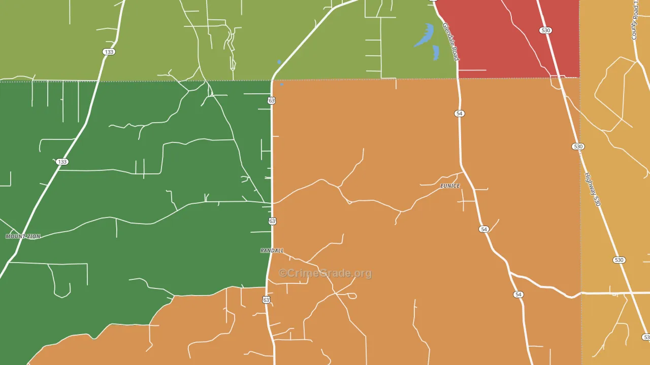Randall, AR Map of Robbery Rates