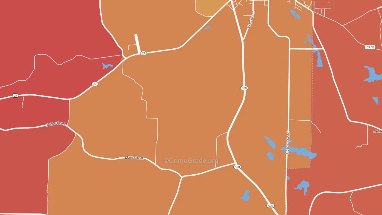Randall, GA Map of Robbery Rates