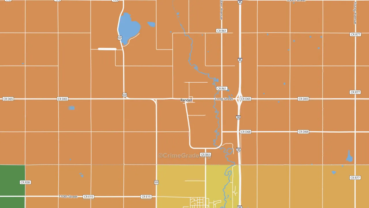 Randall, IA Map of Robbery Rates