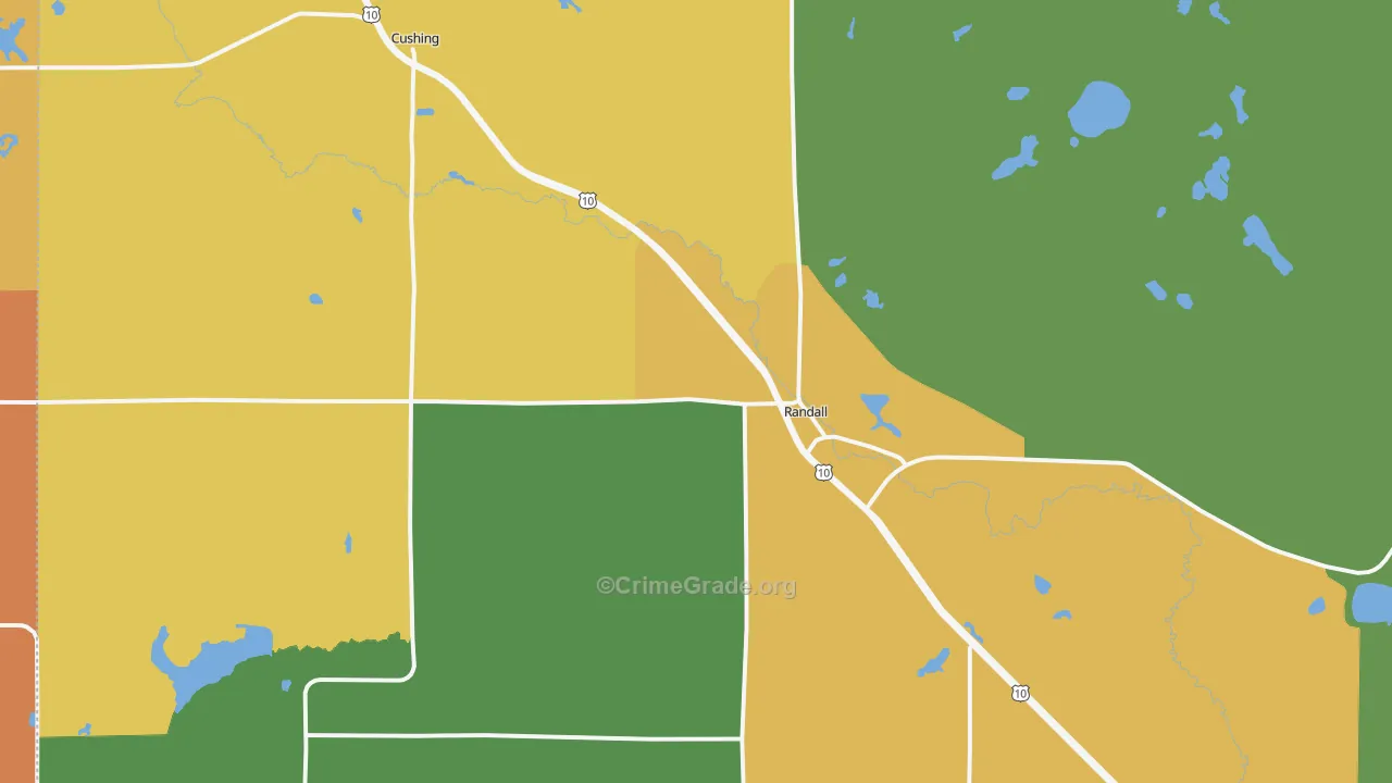 Randall, MN Map of Robbery Rates
