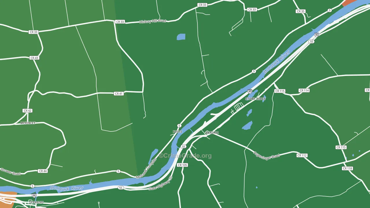 Randall, NY Map of Robbery Rates