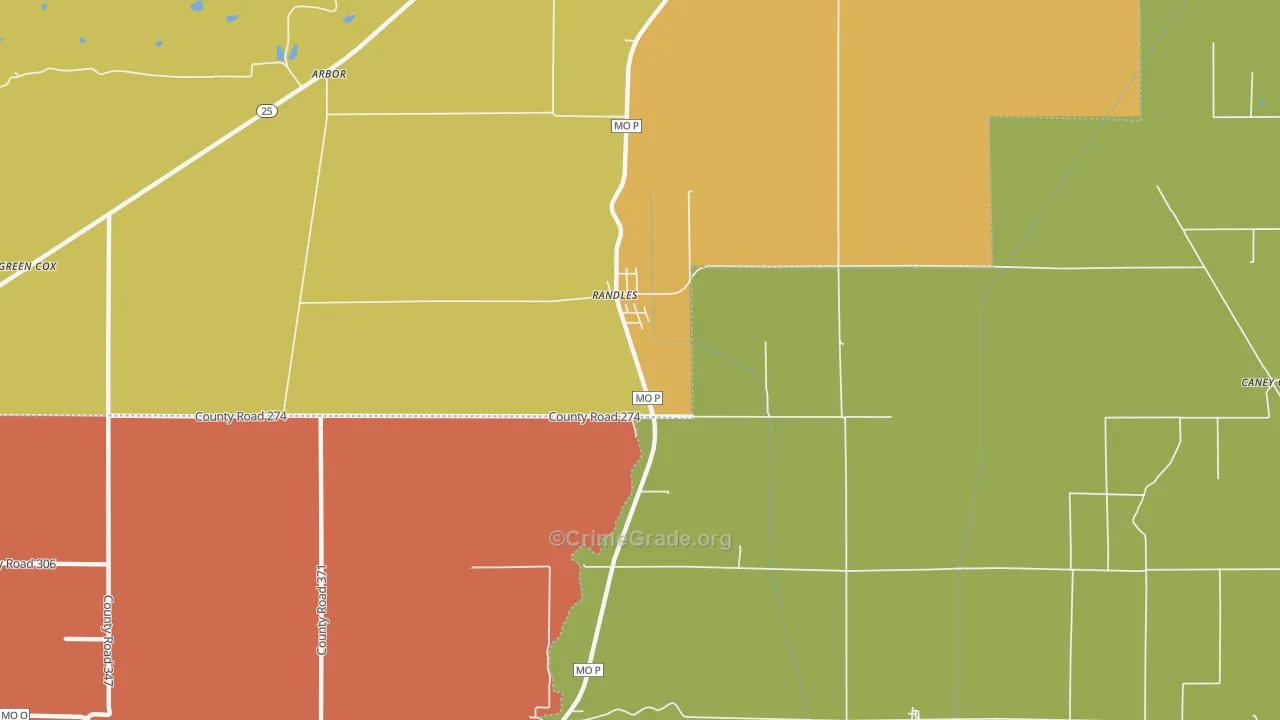 Randles, MO Map of Robbery Rates