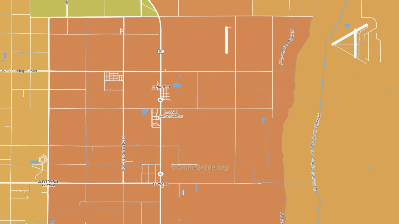 Randolph, AZ Map of Robbery Rates