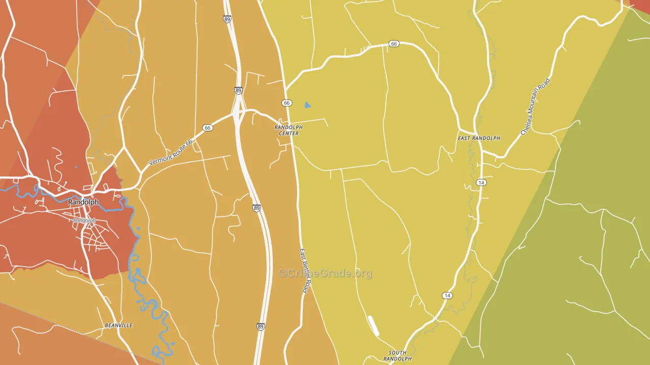 Randolph Center, VT Map of Robbery Rates