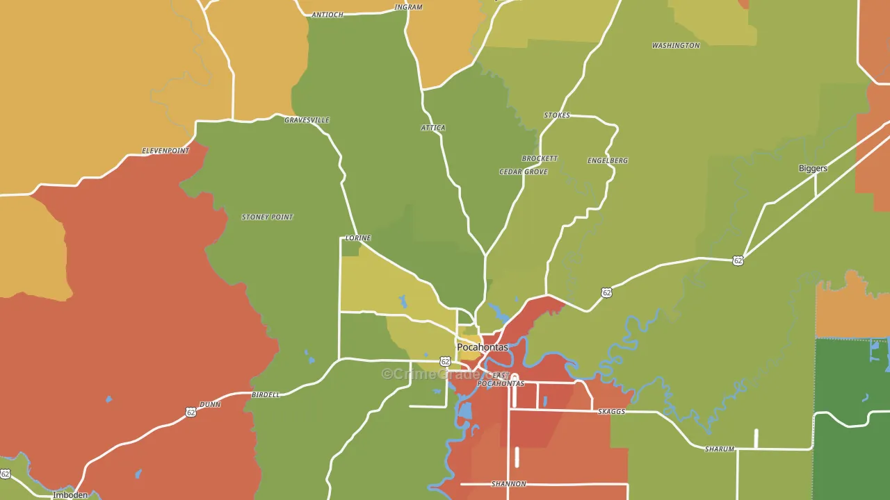 Randolph County, AR Map of Robbery Rates