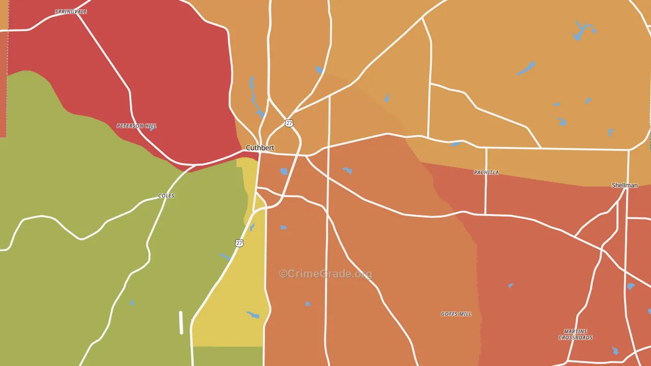 Randolph County, GA Map of Robbery Rates