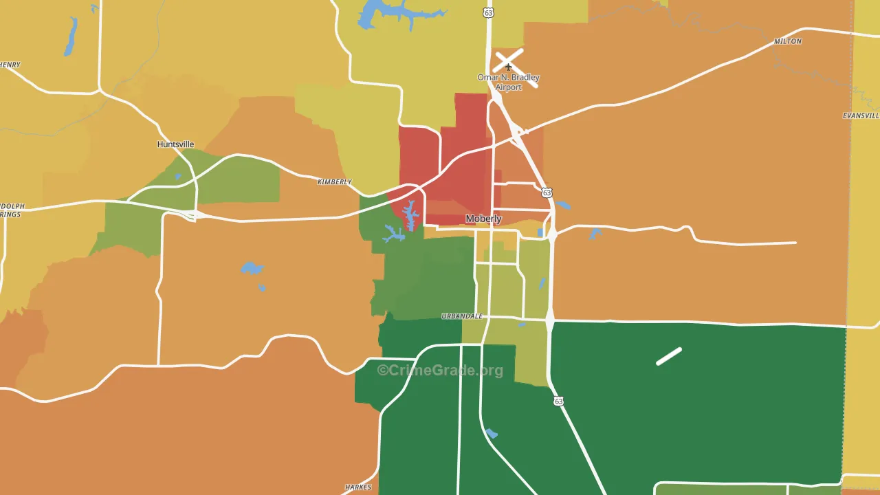 Randolph County, MO Map of Robbery Rates