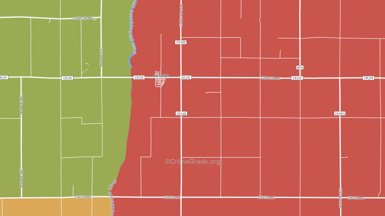 Randolph, IA Map of Robbery Rates