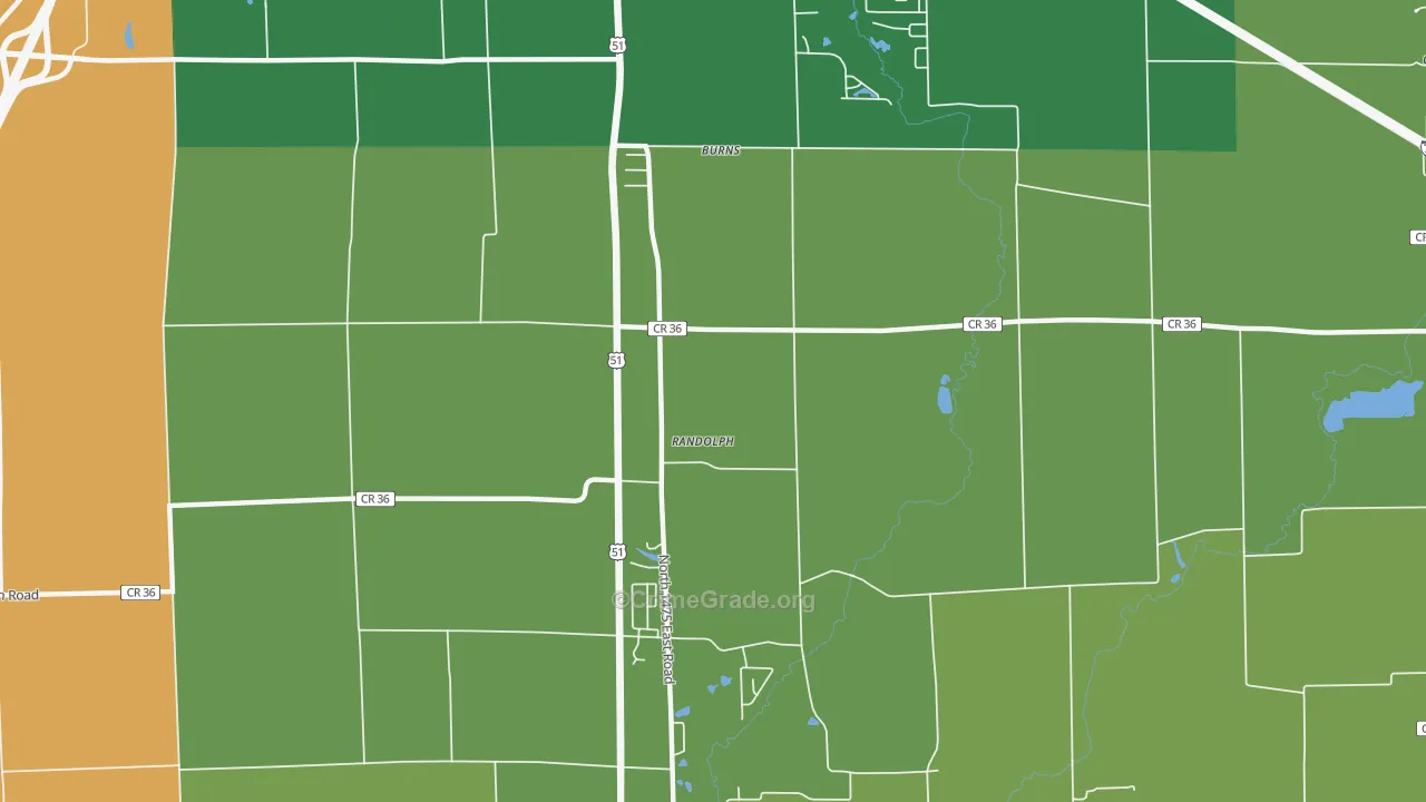 Randolph, IL Map of Robbery Rates