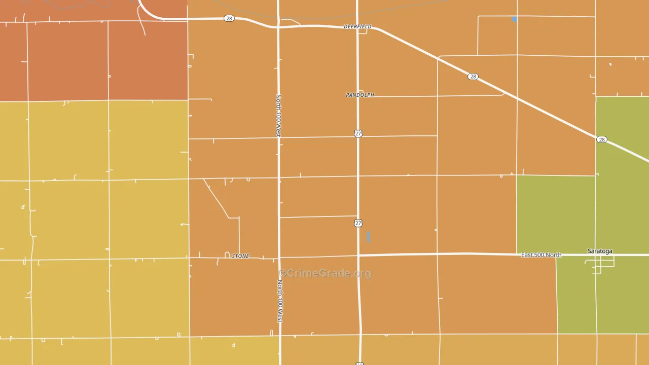 Randolph, IN Map of Robbery Rates