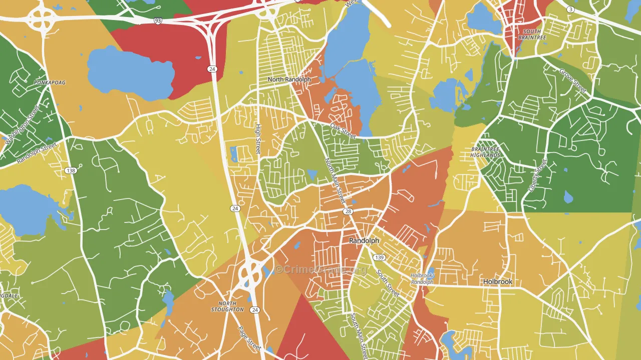 Randolph, MA Map of Robbery Rates