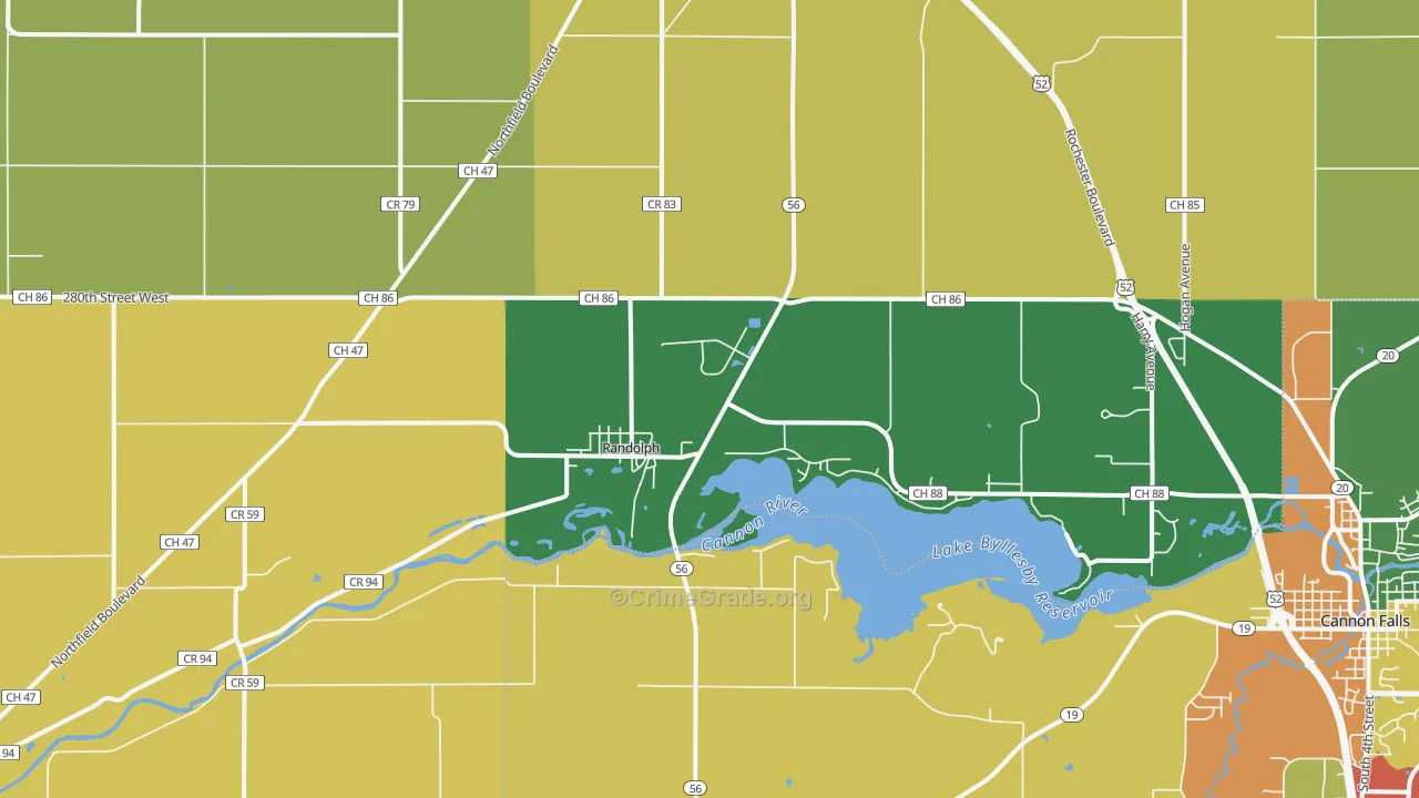 Randolph, MN Map of Robbery Rates