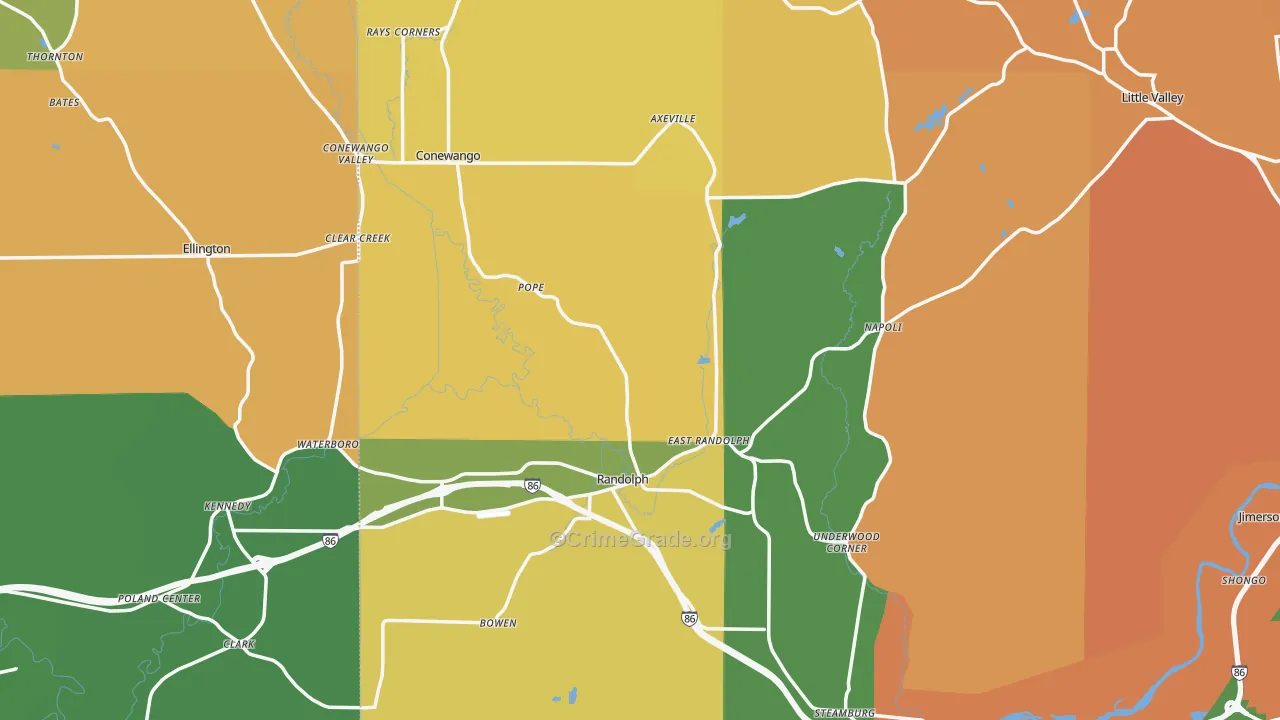 Randolph, NY Map of Robbery Rates