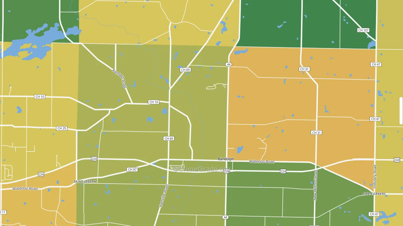 Randolph, OH Map of Robbery Rates
