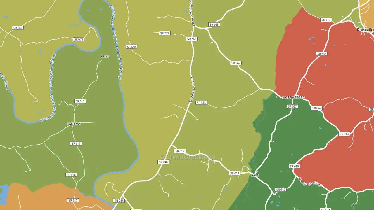 Randolph, VA Map of Robbery Rates