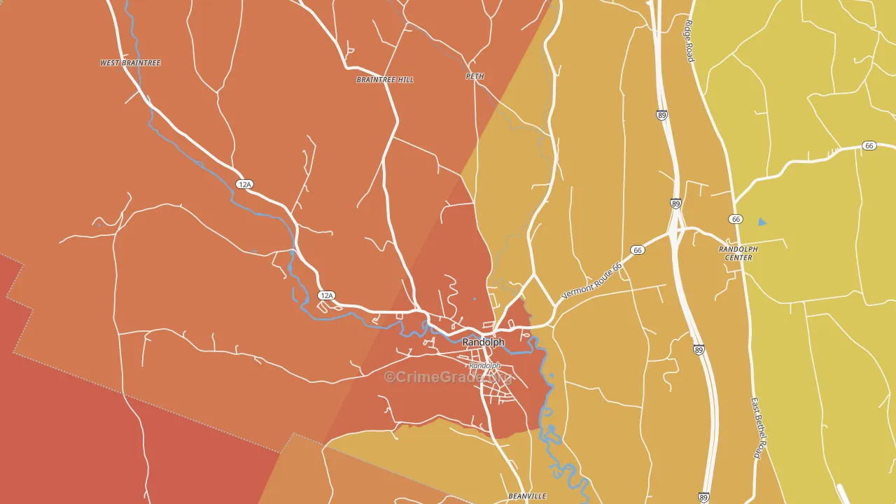 Randolph, VT Map of Robbery Rates