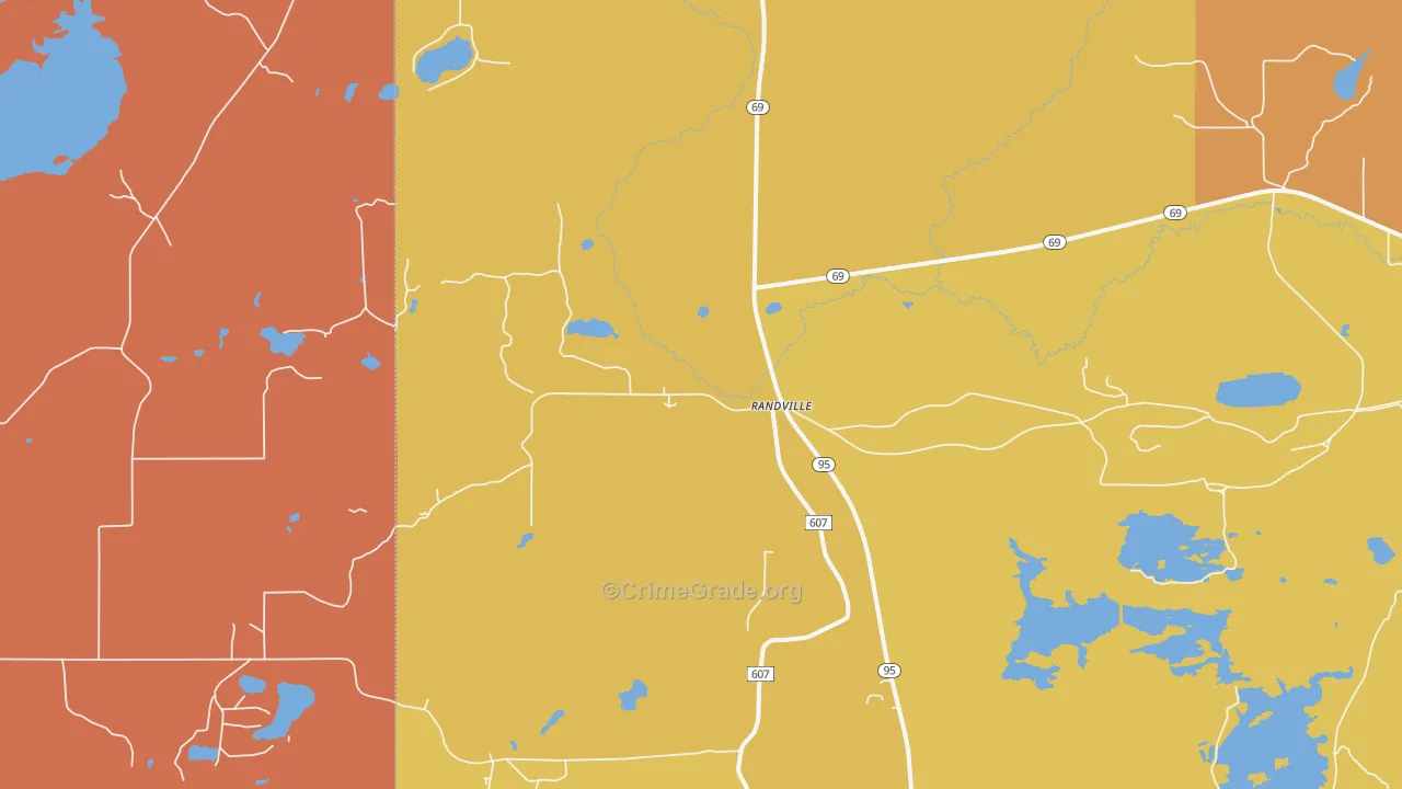Randville, MI Map of Robbery Rates
