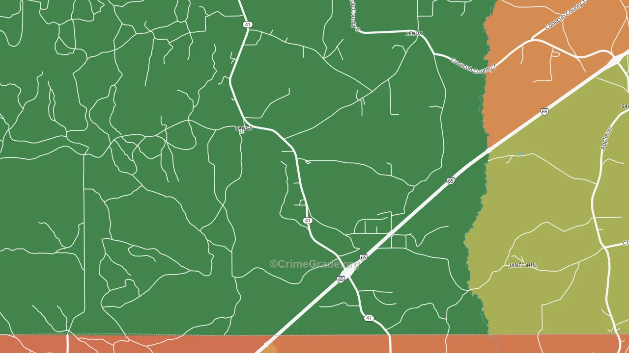 Range, AL Map of Robbery Rates