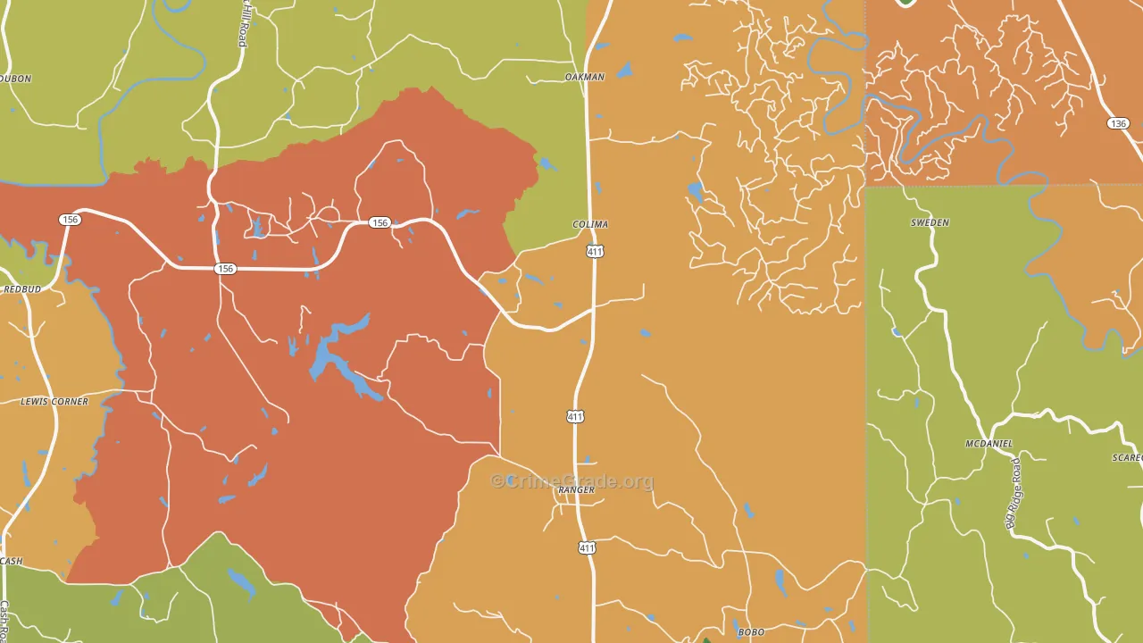 Ranger, GA Map of Robbery Rates