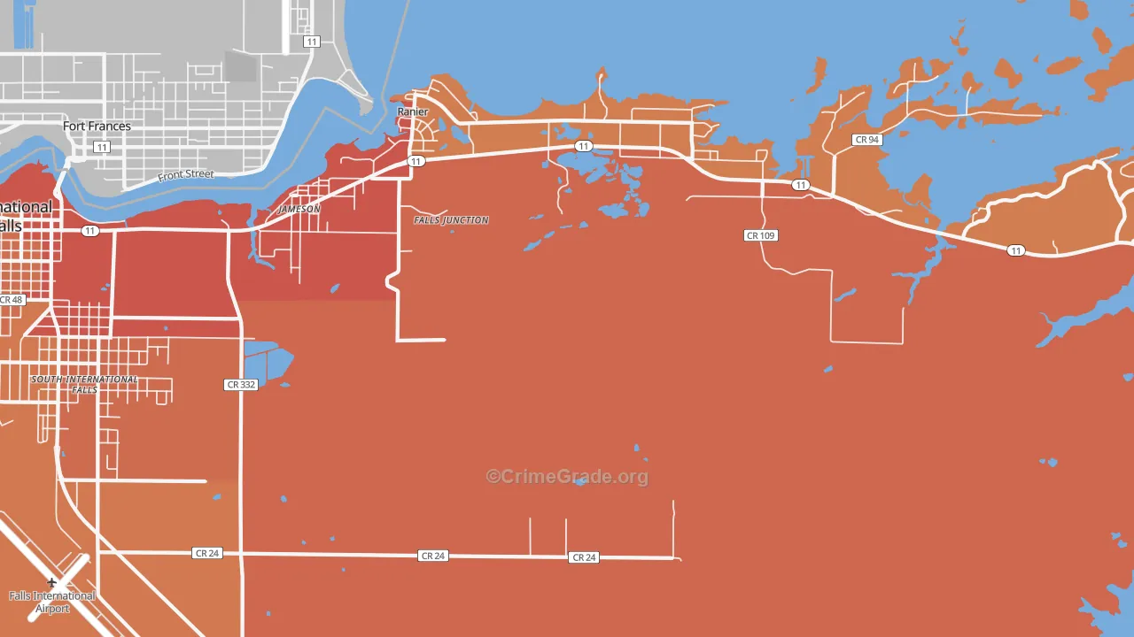 Ranier, MN Map of Robbery Rates