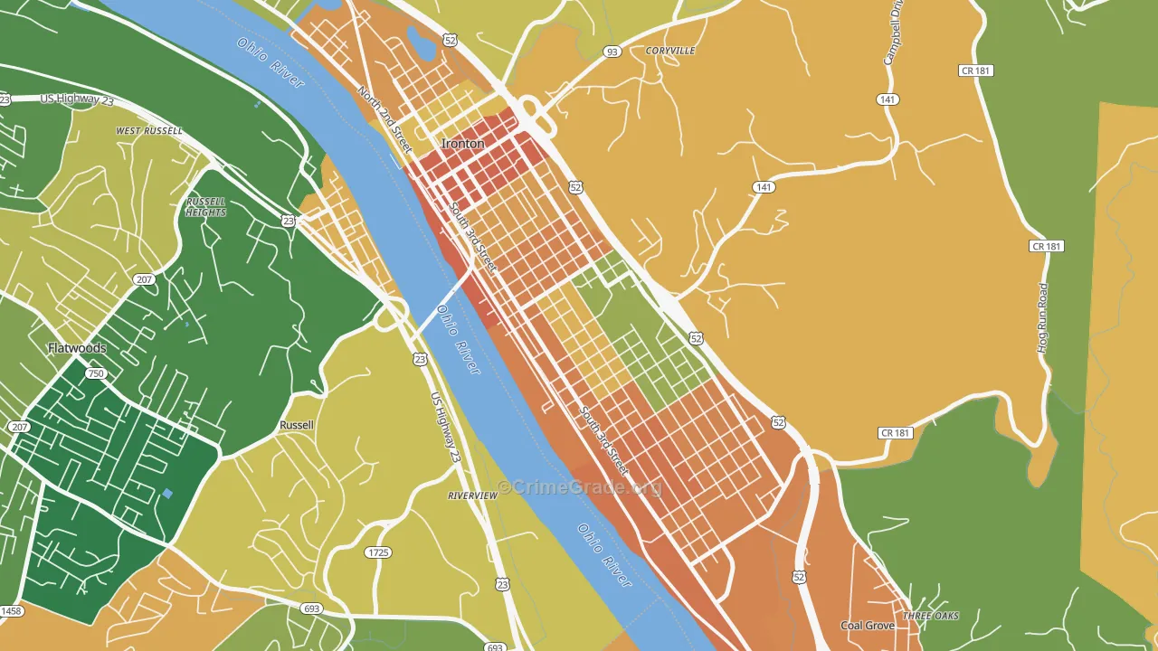Rankin Historic District, Ironton, OH Map of Robbery Rates