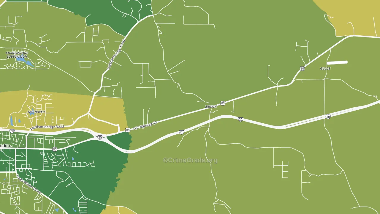 Rankin, MS Map of Robbery Rates