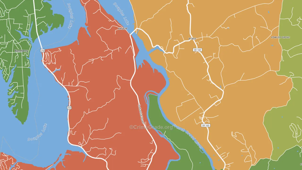 Rankin, TN Map of Robbery Rates