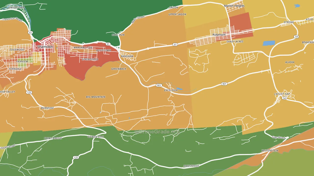 Ranshaw, PA Map of Robbery Rates
