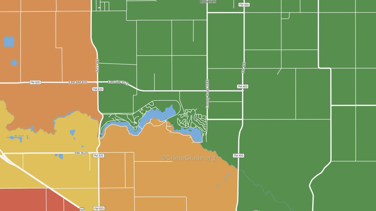 Ransom Canyon, TX Map of Robbery Rates