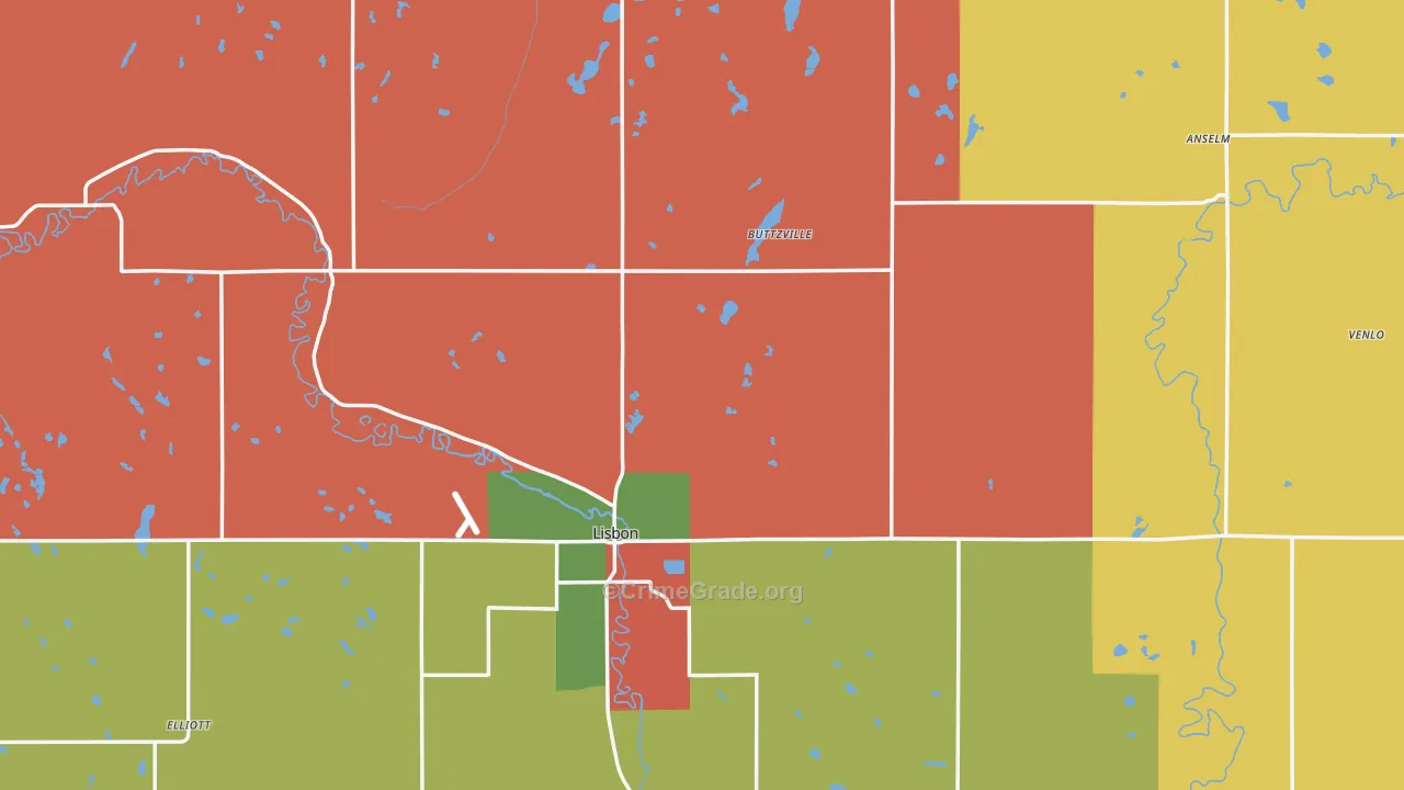 Ransom County, ND Map of Robbery Rates