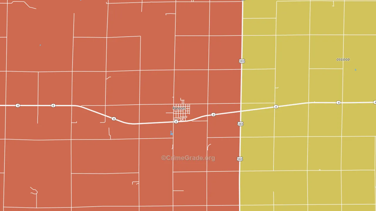 Ransom, KS Map of Robbery Rates