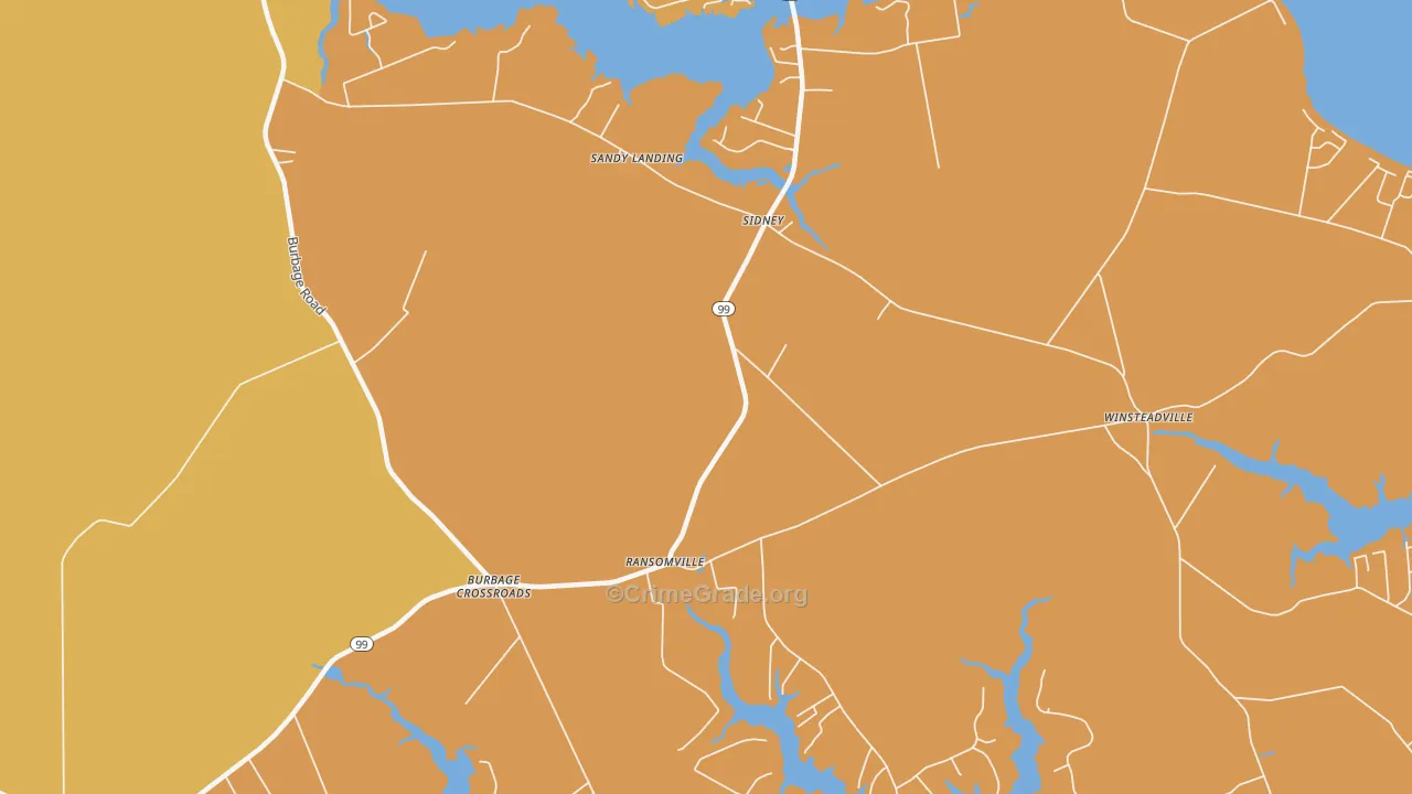 Ransomville, NC Map of Robbery Rates