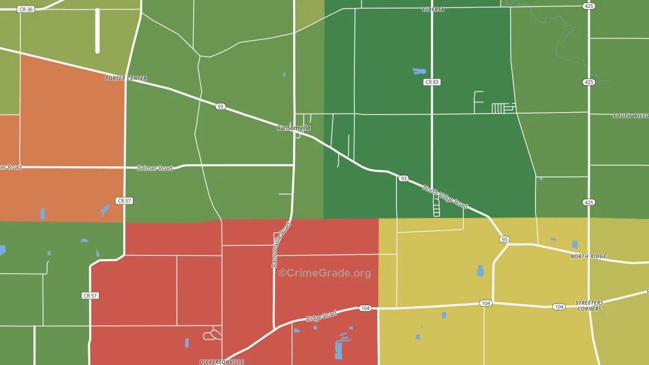 Ransomville, NY Map of Robbery Rates
