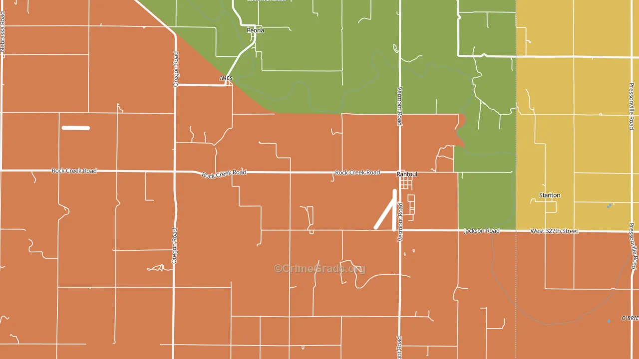 Rantoul, KS Map of Robbery Rates