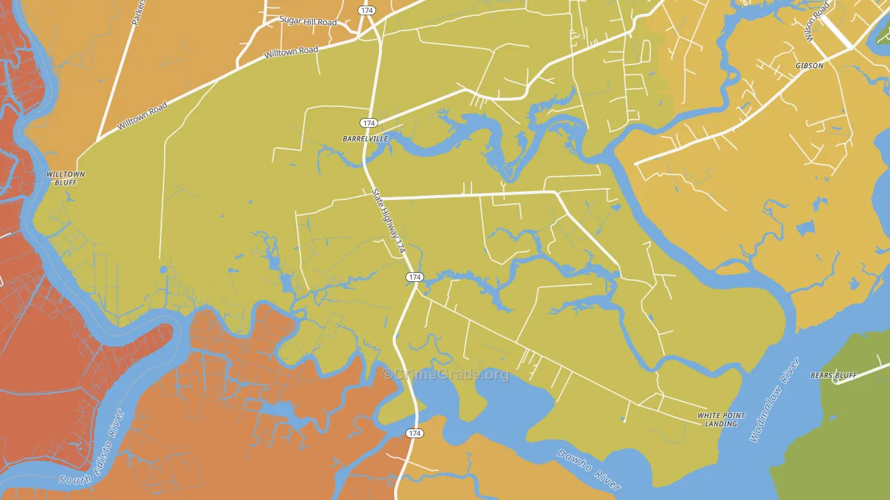 Rantowles, SC Map of Robbery Rates