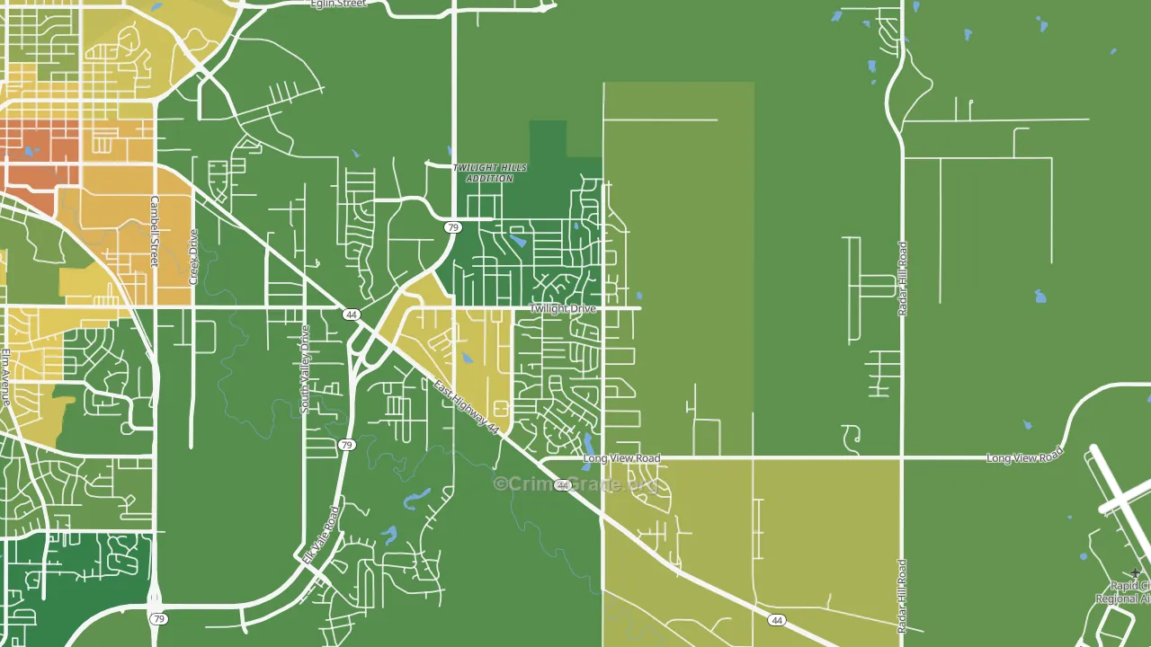 Rapid Valley, SD Map of Robbery Rates