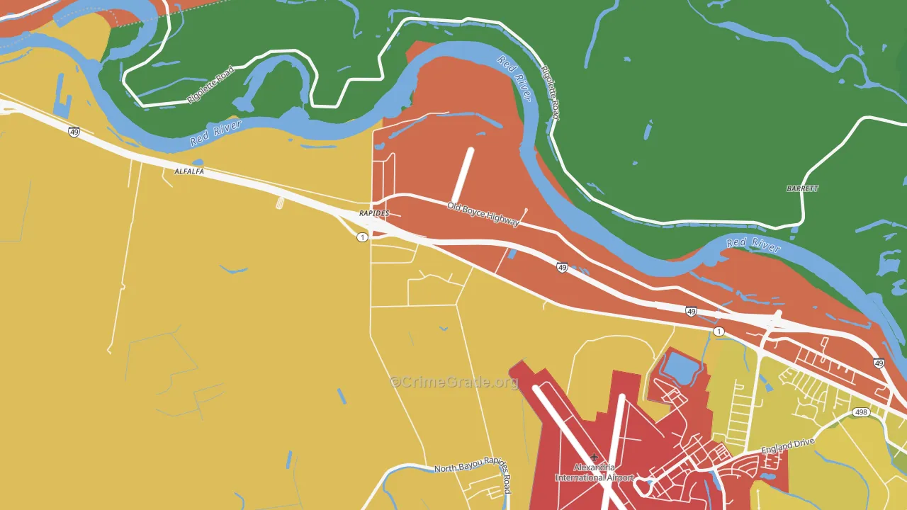 Rapides, LA Map of Robbery Rates