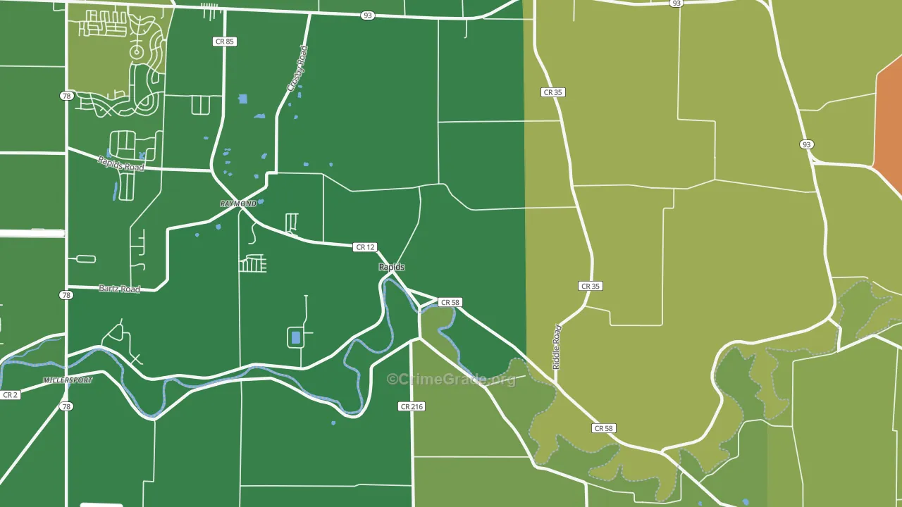 Rapids, NY Map of Robbery Rates