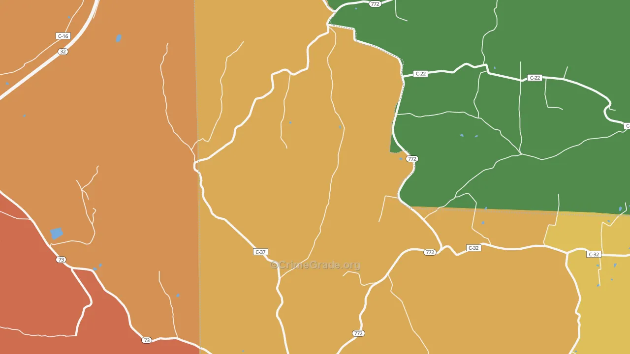 Rarden, OH Map of Robbery Rates