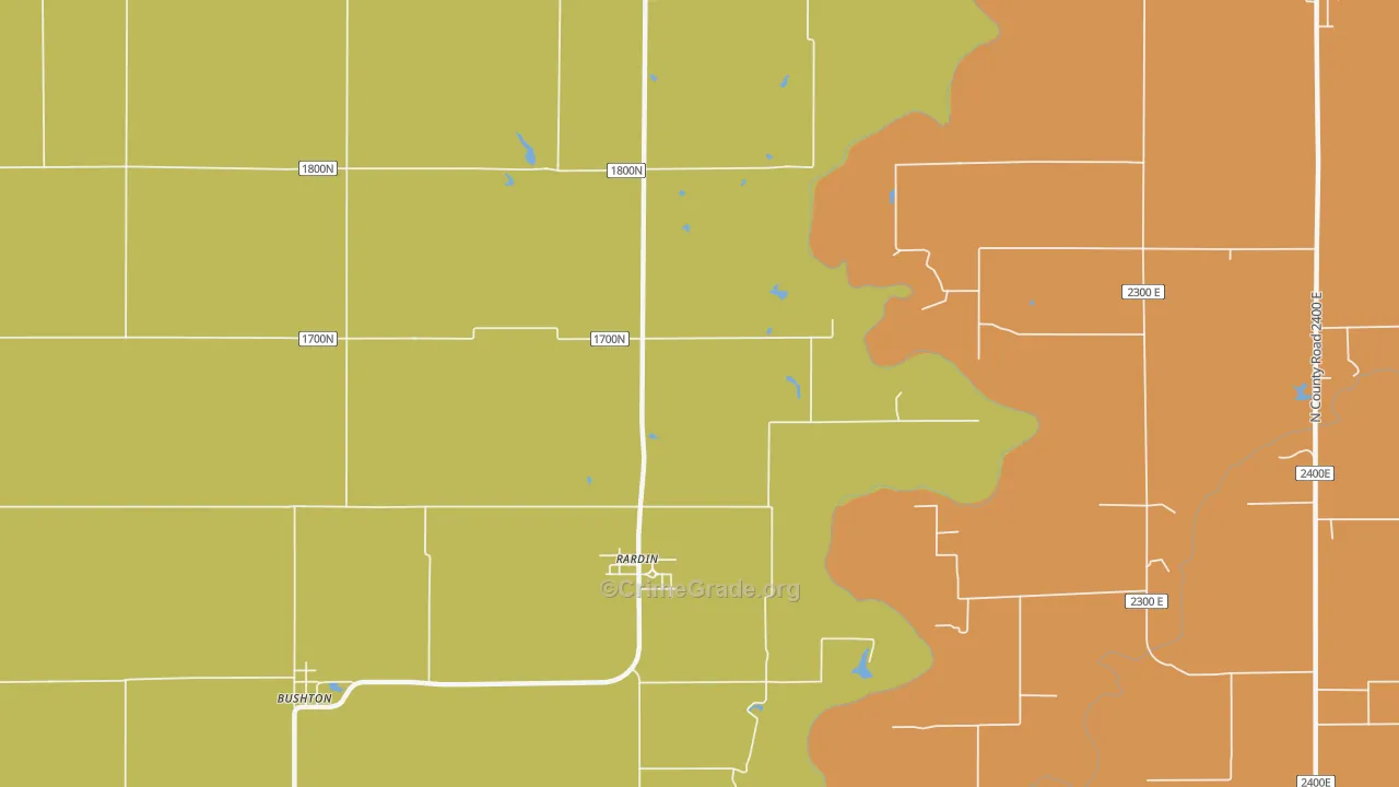 Rardin, IL Map of Robbery Rates