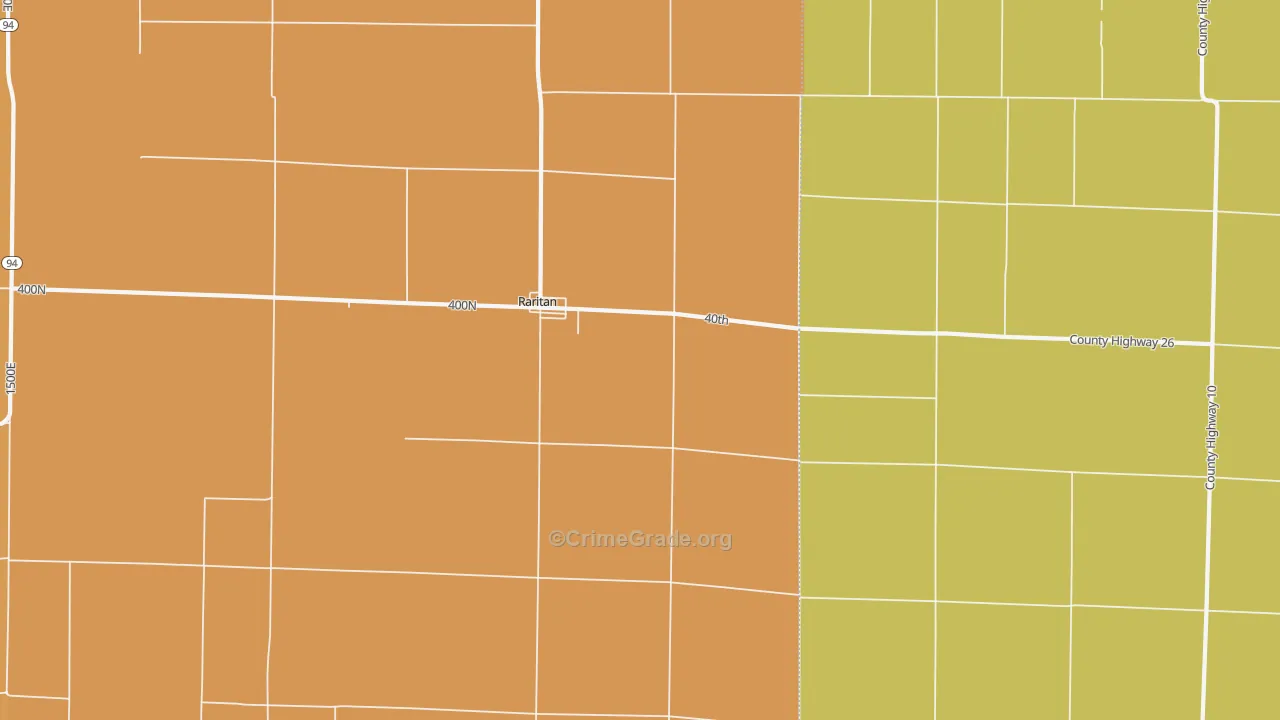 Raritan, IL Map of Robbery Rates