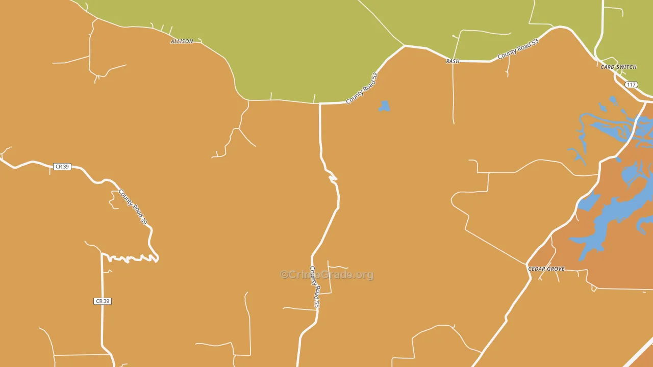 Rash, AL Map of Robbery Rates