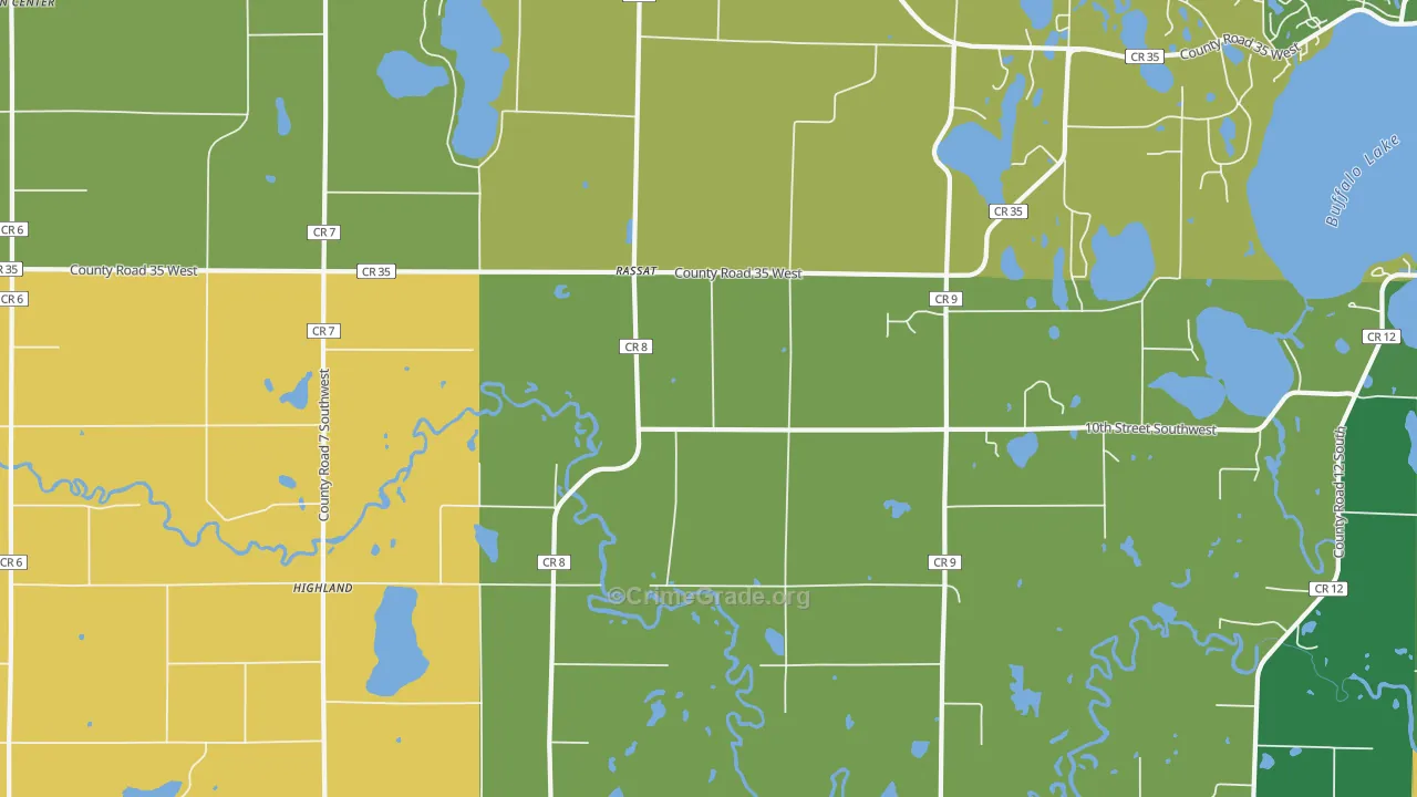 Rassat, MN Map of Robbery Rates