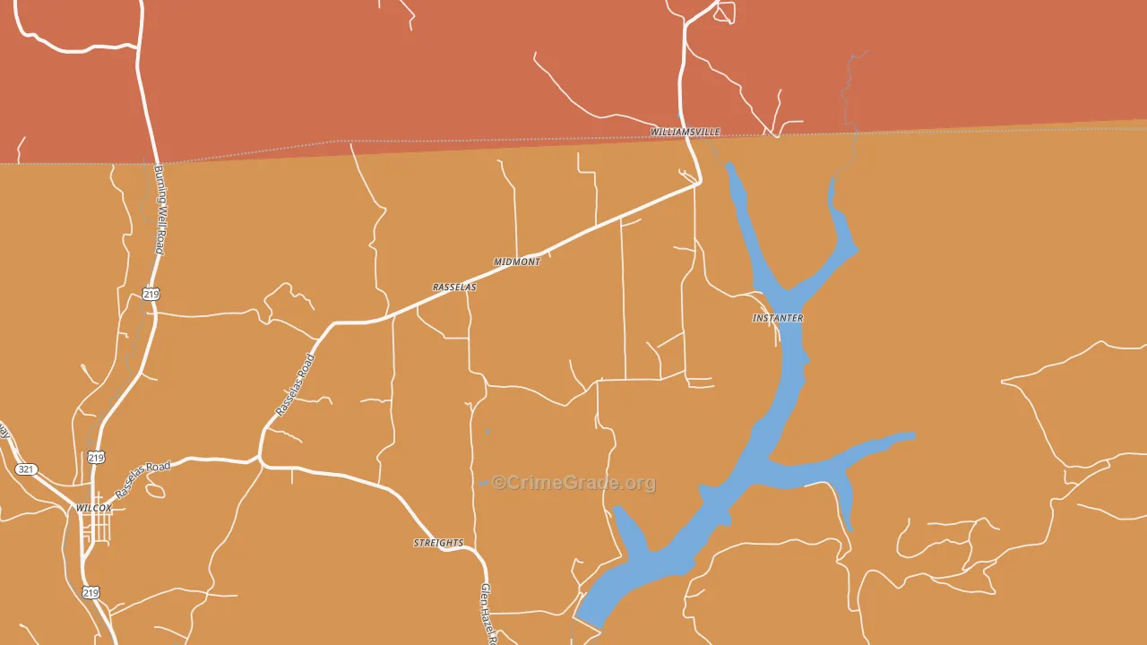 Rasselas, PA Map of Robbery Rates